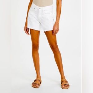 Agolde parker high waist cutoff denim shorts in panna cotta white
